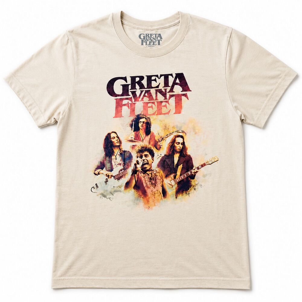 Greta Van Fleet 2018 World Tour Band Tee Small Beige Rock Concert T-Shirt